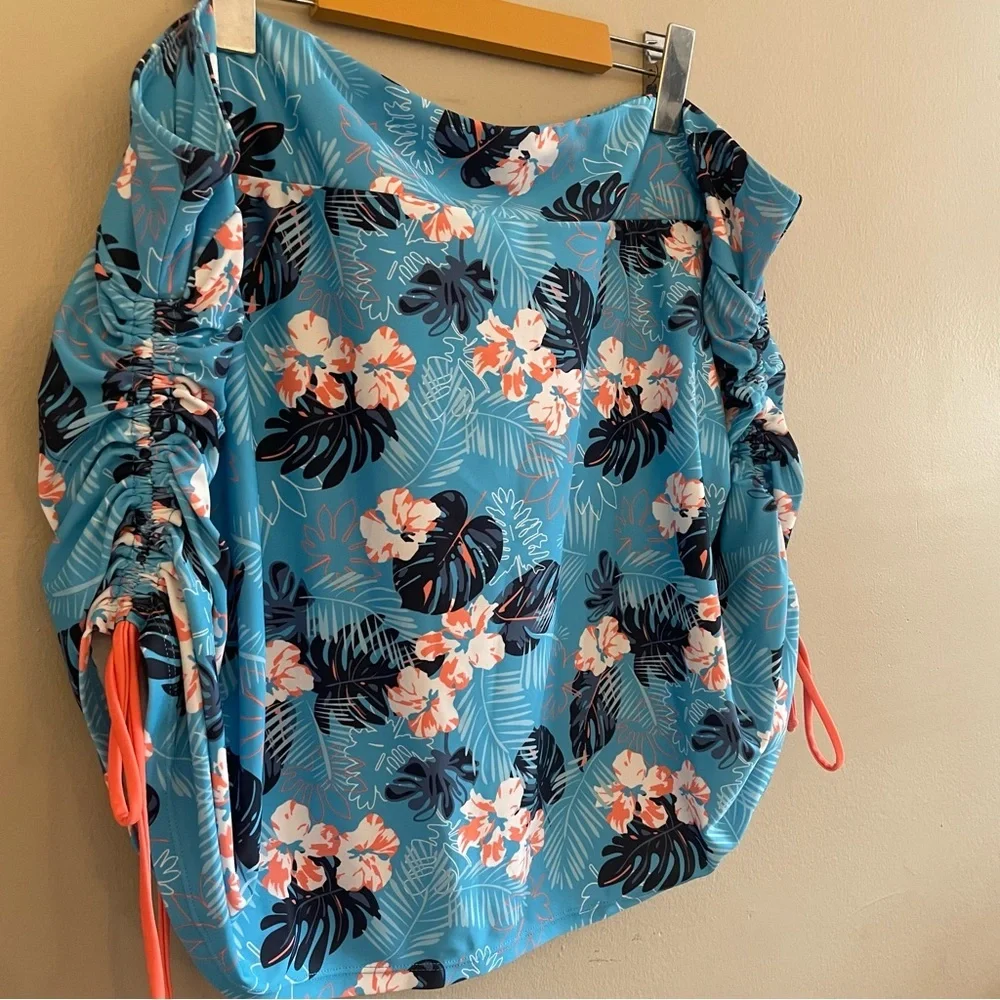4/$20➡️  ACX Blue & Orange Hawaiian Floral Swim Skort – Plus Size 3X - Picture 4 of 14